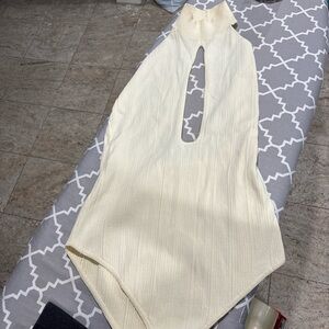 Zara cutout Cream bodysuit
